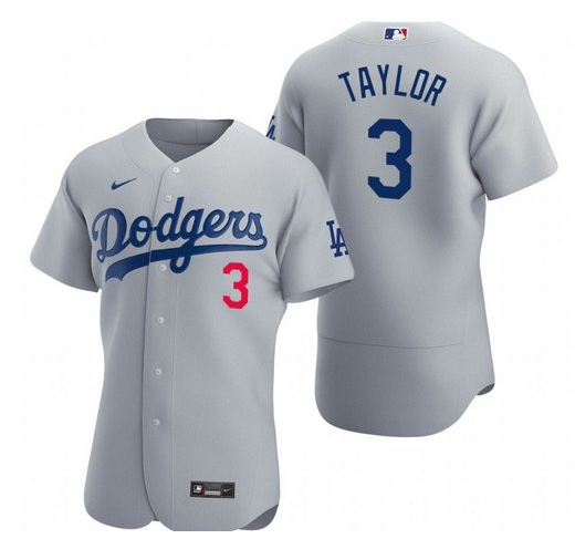 Men's Los Angeles Dodgers #3 Chris Taylor Grey Flex Base Stitched Jersey Men's Los Angeles Dodgers #3 Chris Taylor Grey Flex Base Stitched Jersey